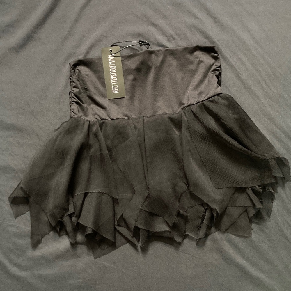 NWT Dollskill Current Mood Mini Skort Tiered Layered Sheer Mesh Black Size S